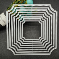 8 Stuks/Set Onregelmatige Metalen Frame Uitkniptjes, Bloemenframe Vierkante Bruiloftkaart Uitkniptjes Knipstencils Voor DIY Scrapbooking Album Decoratieve Reliëf Uitkniptjes Voor Kaartmaken