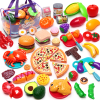 81 Delige speelgoed keuken etenswarenset met opbergtas, klittenband snijgereedschap voor kinderen, rollenspel cadeau
