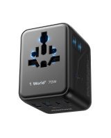 MOMAX 1 World² 70 W Mini GaN Universele Reisadapter met Dubbele AC stopcontacten