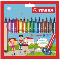 STABILO Trio Scribbi   Driehoekige Viltstift   Verpakking van 14   Assortiment Kleuren