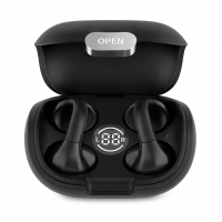 Verbex M8 zwart mini draadloze bluetooth oordopjes voor beide oren met digitaal display, clip on oormodel, voor sport en muziek