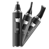 Sparoma 3 in 1 Oor  en Neushaartrimmer – LED Display | 8500 RPM High Speed Motor | IPX7 Waterdicht | Type C Oplaadbaar, inclusief extra bakkebaarden  en wenkbrauwtrimmer opzetstukken, TC 021 (Zwart)