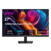 KTC 27 inch computermonitor, QHD 2K 120 Hz monitor, IPS paneel, H27D9 | 2560 x 1440 display, Adaptive Sync, 123 % sRGB, HDR, HDMI DP, Eye care scherm pc monitor voor werk kantoor gaming, VESA montage