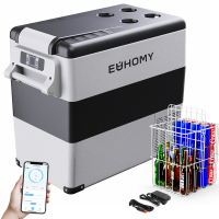 Euhomy 49,4 L compressorkoelbox, compressorkoeler voor de auto met 12/24 V DC & 240 V AC, draagbare koelkast vriezer voor auto, camper, camping, reizen, vissen, buiten  of thuisgebruik. [Energieklasse C]