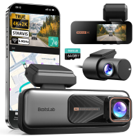 BOTSLAB 4K dashcam met voor  en achtercamera’s, ultrabrede 4K+2K, ADAS, nachtzicht, 24/7 parkeerstand, Sony STARVIS sensor, WDR, 5,8 GHz wifi, ingebouwde GPS, looprecording
