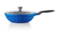 BUYDEEM gegoten aluminium roestvrij roerbakpan, snel en gelijkmatig verwarmende melkpan met glazen deksel, geschikt voor alle kookplaten, vrij van PFOA/PFAS, kookpan met koele handgreep, Cheflite serie, PL62, 30 cm, 4,7 L, Island Blue