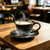 YumiPLUS koffiekoppenset met blauw kleurverloop en bloemen