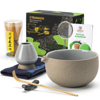 TEANAGOO Matcha Klopper, 7 delige Matcha Set, Matcha Kit voor Ceremonie, Matcha Theeset voor het maken van Ontbijt/Latte, Matcha Klopper Set en Kom (chawan) met Alle Accessoires, Cadeau voor Matcha Liefhebber, Nieuwjaarsuitverkoop, Top cadeau keuzes