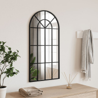 VidaXL wandspiegel met ijzeren boogvorm 40 x 80 cm   zwart