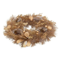 Feeric gouden krans met 4 glazen kaarsenhouders   33 cm