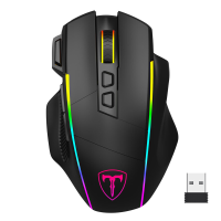 ET draadloze gamingmuis, drie verbindingsmodi 2,4 G/USB C/Bluetooth, tot 10000 DPI, chroma RGB achtergrondverlichting, ergonomisch met 8 programmeerbare knoppen, oplaadbare computermuis voor laptop, pc, Mac