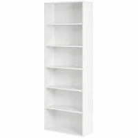 JOYFURNOS Open 6 laags boekenkast in Wolkenwit – 24 x 60 x 178,5 cm, hoog rek voor woonkamer, thuiskantoor of eetkamer – veelzijdige opbergruimte voor boeken & decoratie