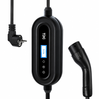 TDC ENERGY SNK03 Draagbare EV lader, Type 2, 3,5 kW, instelbaar op 8/10/13/16 A, 230 V enkelfasig, Type F stekker, Wi Fi & Bluetooth, 5 m kabel, IP66, CE conform