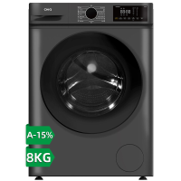 CHiQ 8 kg frontlader wasmachine, donkergrijs, energieklasse A 15%, grote trommel 530 mm, 1400 toeren, 16 programma's, stoomwassen & 1 touch smart wash JW85883G