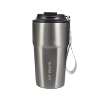 BUFFi5 JOY 316 roestvrijstalen reis koffiebeker, 480 ml, zilvergrijs
