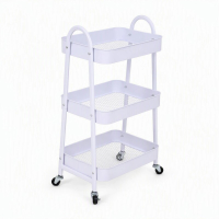 Witte 3 laagse metalen opbergwagen, rolbare utiliteitsrek met remwielen en handgrepen, multifunctionele organiser voor keuken, badkamer, slaapkamer, salon