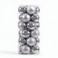 60 Mm 24 stuks zilveren kerstballen, kerstornamenten, kerstdecoraties voor thuis, kerstboomornamenten, onbreekbaar kunststof kerstballen, feestelijke partyslinger, kamerdecoratie