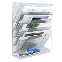 Senhoglb A4 wandmappenhouder van metalen gaas met 6 vakken, wit, nieuwjaarsaanbieding, ideaal cadeau