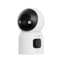 ZOSI 2 in 1 Wi Fi CCTV camera voor binnen, 2 MP + 2 MP, 360° dubbel lens, draai /kantelbaar, beveiligingsmonitor voor thuis, baby /ouder /huisdiermonitor, met tweerichtingsaudio, klikgestuurde oproep, gebarenherkenning, nachtzicht in kleur, slimme detecti