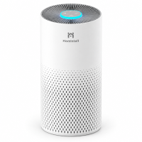 Homintell Luchtreiniger   CADR 150 m³/u, 3 snelheden, HEPA  en actieve koolfilters, 8 uurs timer, touchbediening, 7 kleuren atmosfeerverlichting, ideaal voor 18 m² kamers.