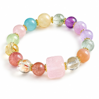 VoxorAI L8 [Love and Tenderness] Armband met natuurlijke rozenkwarts, een populaire, originele, handgemaakte armband met een luxe, frisse, zoete en lichte uitstraling.