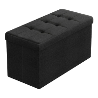 JOYFURNOS Inktzwarte opklapbare opbergkruk – 38 x 76 x 38 cm, voetenbankje en opbergbox, belastbaar tot 300 kg – ideaal voor woonkamer, slaapkamer of gang