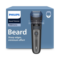 Philips baardtrimmer series 7000   Zelfslijpende metalen messen, 40 vergrendelbare lengtestanden, BeardSense technologie, Haaropvangsysteem, 100% waterdicht, Oplaadstation, Reisetui, Model BT7665/1