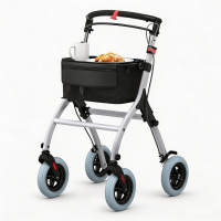 Aluminiumlegering opvouwbare loopwagen voor binnen, 5 standen in hoogte verstelbare armleuningen, PU 8 inch wielen, max. Belasting 110 kg, lichtgewicht mobiliteitsloopwagen