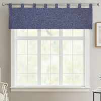 MEROPE, polyester gordijn met denim look, 142x35,5 cm, blauw, 1 pack