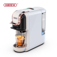 HiBREW 5 in 1 multifunctionele koffiezetapparaat, warm/koud, DG, geschikt voor Nespresso cappuccino’s, kleine ESE pads, gemalen koffie, kantine, 20 bar, H2B, wit