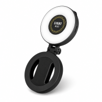 VoxorAI M28 zwart – invullicht voor selfies, spiegel met magnetische bevestiging. CRI95+ kwaliteit, 360° LED lichtstrip en spiegel in één. Compatibel met iPhone/Android. Ideaal voor selfies, fotografie, TikTok, Zoom gesprekken en video's.