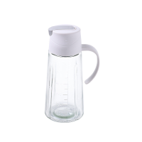 BJ glazen oliefles met automatische open  en sluitmechanisme, geschikt voor olie, saus, azijn en kruiden, wit, 630 ml