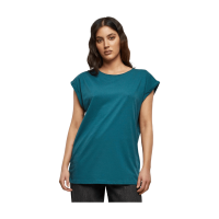 Dames extra lange schouder T shirt teal S