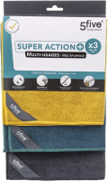 5Five Microfiberdoek Set   3 stuks, Geel, Grijs, Donkergroen, 30 x 40 cm