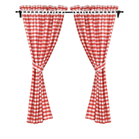 Joyswahl Landhausstil Rot Karo Vorhang Set, inkl. 2 Bahnen + 2 Raffhalter, B×H 45×130cm