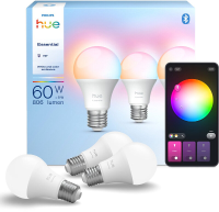 Philips Hue Essential Slimme A60 lamp, Wit en gekleurd licht, 3 pack