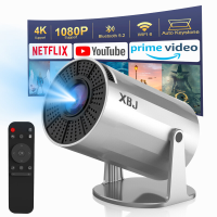 【Lite Entertainment】XBJ draagbare zilveren projector met WiFi 6 & Bluetooth 5.2, Slimme mini projector, 1080p HD (4K decodering), Android 11 systeem, automatische keystone + 180° draaibaar, 200 ANSI lumen, 40 200