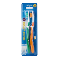 Derlon Tandenborstel Double Action Medium 2 stuks