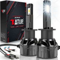 Katur H1 LED lamp 120 W 30000LM, 6000K Xenon Wit Plug and Play 1:1 Mini Formaat Hoogrendement Koelsysteem H1 Koplampen, Set van 2