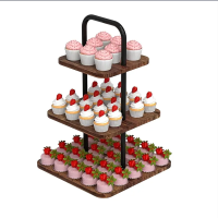 SRD vierkante cakestandaard (imitatie antiek houten plaat)