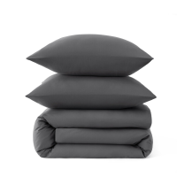 Beddengoed, 155 x 220 cm, grijs dekbedovertrek   beddengoedset 155 x 220 cm met 80 x 80 cm kussensloop, eenpersoons dekbedovertrek, antraciet, ritssluiting, 90% polyester