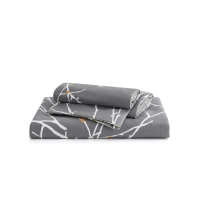 Beddengoed 155 x 220 microvezel 3 delig   dekbedovertrek 155 x 220 winter beddengoedsets met ritssluiting, 2 kussenslopen 80 x 80 cm, 90% Microvezel, takkenpatroon, grijs, voor eenpersoonsbed