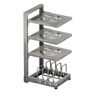 MAXCOOK 4 laags opbergrek van koolstofstaal voor potten en pannen verstelbaar voor keukenkast 23*28*53 cm