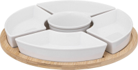 Ronde 6 delige witte bamboe snackset