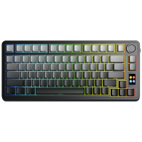 AULA S75 Pro 75% draadloos mechanisch gamingtoetsenbord, gasket tri mode toetsenbord met TFT display & draaiknop, romig geluid 5 laagse demping, zijdelings bedrukte aangepaste keycaps, hot swappable Star Vektor switch