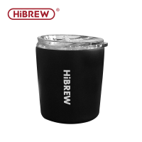 HiBREW 240 ml draagbare koffiethermosbeker in hangoorstijl met opvouwbaar filter, roestvrij staal, dubbelwandig, vacuümgeïsoleerde koffiebeker   zwart