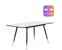URBAN MEUBLE eettafel wit marmerlook rechthoekig uitschuifbaar 120 160 x 80 x 75 cm