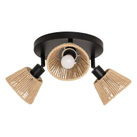 Atmosphera Myah Plafondlamp   Metaal & Touw, 3 Lampen, 25 cm