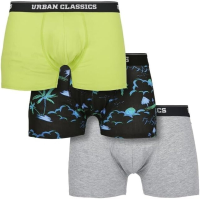 Urban Classics Boxershorts 3 pack onderbroeken   island groen + limoen + grijs, maat L