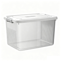 E YAYUN verdikte transparante kunststof opbergdozen, set van 4, 39,1 x 29,2 x 21,6 cm (NO.8864*4)